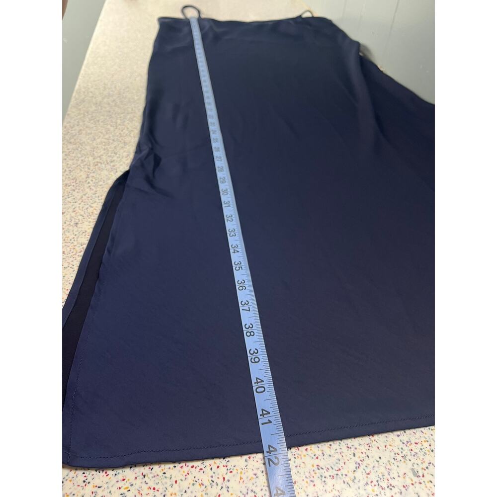 A New Day Navy Blue Satin Midi Slip Dress Y2K 90s Cocktail Women's Size M - Picture 6 of 6